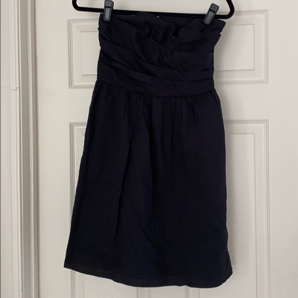 NWT J.Crew Cotton Strapless Black Dress